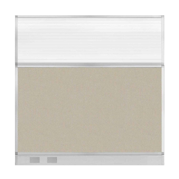 Hush Panel Configurable Cubicle Partition 6' x 6' Sand Fabric Clear Fluted Window w/ Cable Channel